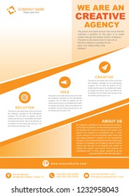 Corporate orange flyer template design. Vector illustration.