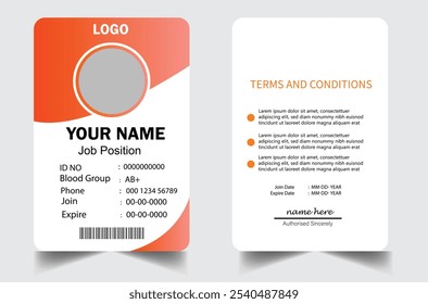 Corporate orange ID card design template