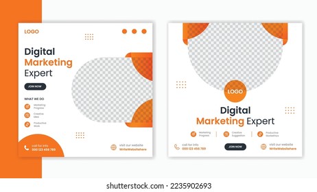 Corporate Orange Social media post design template, business marketing post design layout, Company profile post bundle