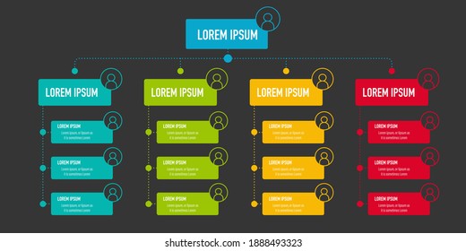 Corporate organisation chart with business people icons. Vector illustration	