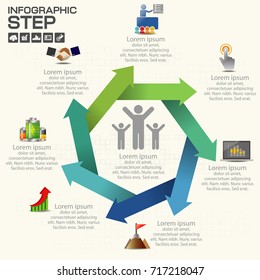 Corporate organization chart with arrow and business icons. Vector illustration.