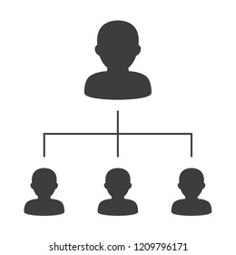 Corporate organization chart with business people icons