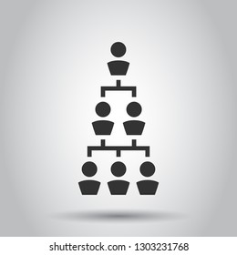 Corporate organization chart with business people vector icon in flat style. People cooperation illustration on white background. Teamwork business concept.