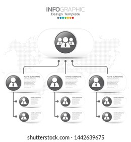 Corporate organization chart with business people icons. 