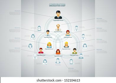 Corporate organization chart with business people icons. Vector illustration. 