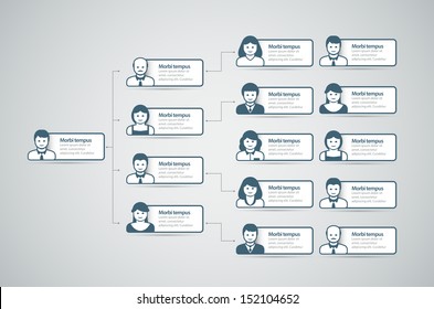 Corporate organization chart with business people icons. Vector illustration. 