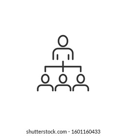 Corporate organization chart with business people vector icon in flat style. People cooperation illustration on white background. Teamwork business concept.