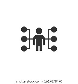 Corporate organization chart with business people vector icon in flat style. People cooperation illustration on white background. Teamwork business concept.