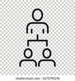Corporate organization chart with business people vector icon in flat style. People cooperation illustration on white background. Teamwork business concept.