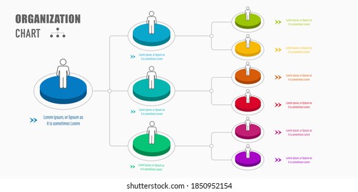 Corporate Organization Chart With Business People Icons. Vector Illustration.