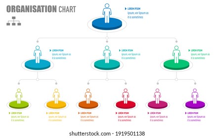 Corporate organization chart with business people icons. Vector illustration.	