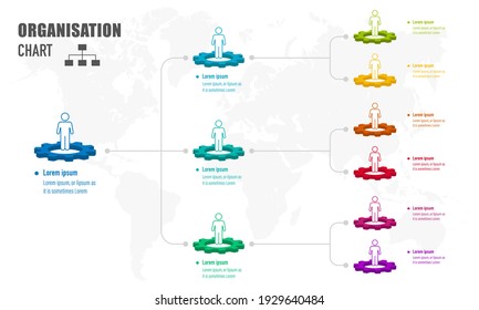 Corporate organization chart with business people icons. Vector illustration.	
