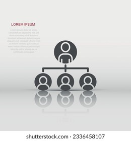 Corporate organization chart with business people vector icon in flat style. People cooperation illustration on white background. Teamwork business concept.