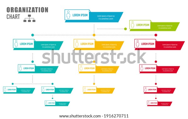 Corporate organization chart with business\
people icons. Vector\
illustration.