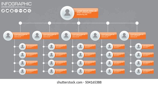 Corporate Organization Chart With People Icons. Vector Illustration.