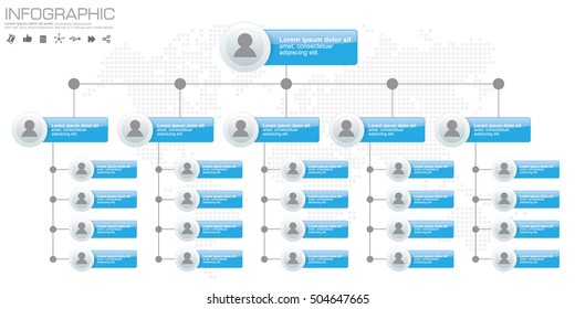 Corporate organization chart with people icons. Vector illustration.