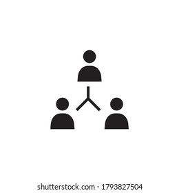 Corporate organization chart with people vector icon in flat style. Teamwork vector illustration isolated on white  background. People cooperation business concept
