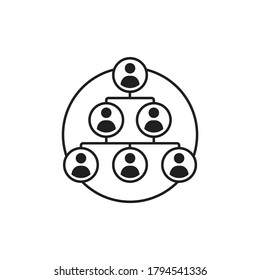 Corporate organization chart with people vector icon in flat style. Teamwork vector illustration isolated on white  background. People cooperation business concept