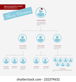 Corporate Organization Chart Template With Business People Icons. Corporate Hierarchy. Human Model Connection. Christmas Version. Vector Illustration. Flat Design.