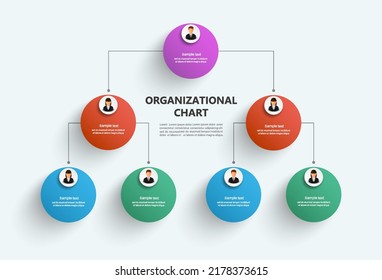 Corporate organizational chart with business avatar  icons. Business hierarchy infographic elements. Vector illustration