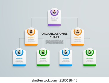 Corporate organizational chart with business avatar  icons. Business hierarchy infographic elements. Vector illustration