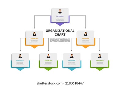 Corporate organizational chart with business avatar  icons. Business hierarchy infographic elements. Vector illustration - Shutterstock ID 2180618447