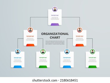 Corporate organizational chart with business avatar  icons. Business hierarchy infographic elements. Vector illustration