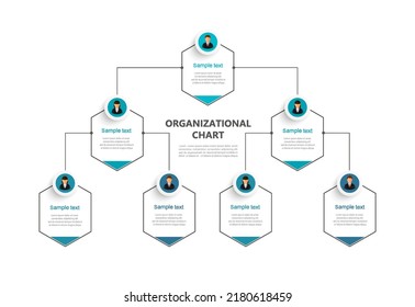 Corporate Organizational Chart With Business Avatar  Icons. Business Hierarchy Infographic Elements. Vector Illustration