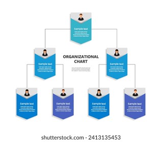 Corporate organizational chart with business avatar icons. Business hierarchy infographic elements. Vector illustration