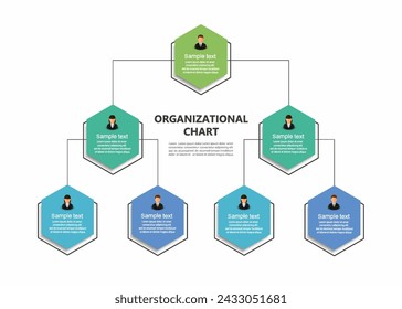 Corporate organizational chart with business avatar icons. Business hierarchy infographic elements