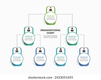 Corporate organizational chart with business avatar icons. Business hierarchy infographic elements