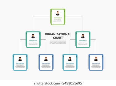 Corporate organizational chart with business avatar icons. Business hierarchy infographic elements