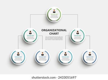 Corporate organizational chart with business avatar icons. Business hierarchy infographic elements