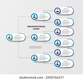  Corporativa organigrama con iconos de avatar de negocios. Elementos infográficos de jerarquía empresarial. Ilustración vectorial