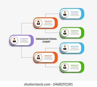 Corporate organizational chart with business avatar icons. Business hierarchy infographic elements. Vector illustration