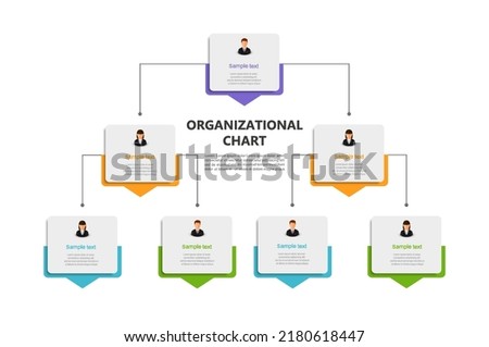 Corporate organizational chart with business avatar  icons. Business hierarchy infographic elements. Vector illustration