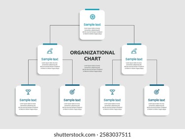 Corporate organizational chart. Business hierarchy infographic elements. Vector illustration	