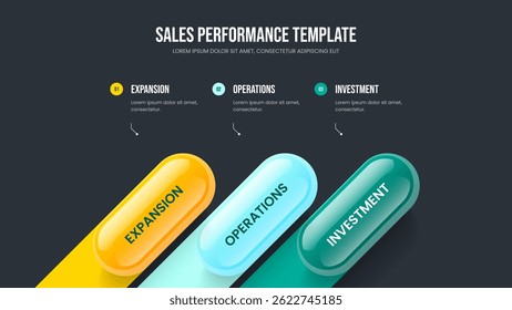 Corporate Overview Three Option Infographic Slide Design. Creative Report 3 Element Diagram Slideshow Layout. Professional Proposal Frame Template Vector Illustration.