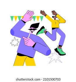 Corporate party abstract concept vector illustration. Colleagues get together, office party plan, team building activity, corporate event idea, entertainment service, catering abstract metaphor.