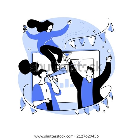 Corporate party abstract concept vector illustration. Colleagues get together, office party plan, team building activity, corporate event idea, entertainment service, catering abstract metaphor.