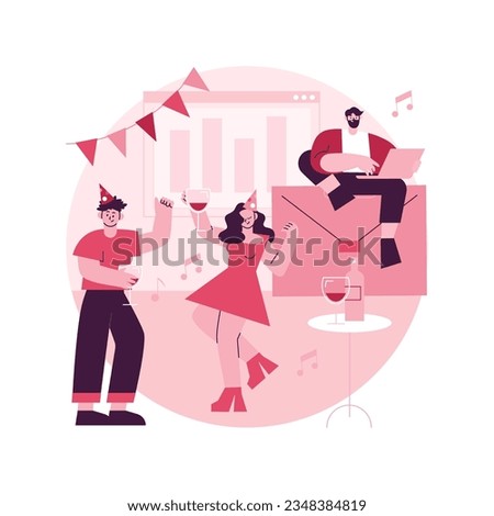 Corporate party abstract concept vector illustration. Colleagues get together, office party plan, team building activity, corporate event idea, entertainment service, catering abstract metaphor.