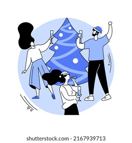 Corporate party isolated cartoon vector illustrations. Happy diverse colleagues celebrate holidays in smart office, Christmas and New year fun, team building, corporate party vector cartoon.