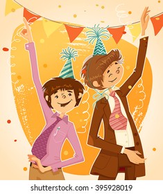 Corporate party. People dancing and having fun. Vector. Illustration.