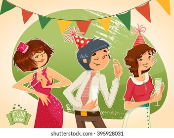 Corporate party. People dancing and having fun. Vector. Illustration.