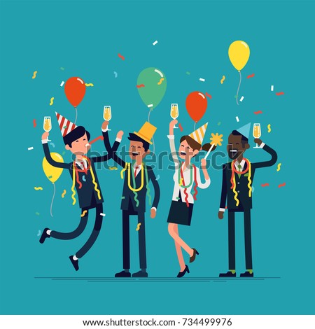 corporate party vector flat design illustration のベクター画像素材