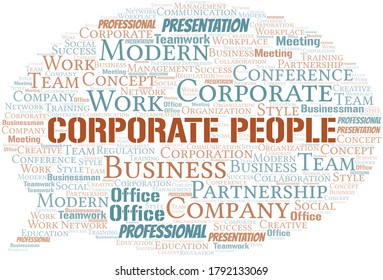 Corporate People vector word cloud, made with text only.