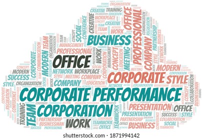 Corporate Performance vector word cloud, made with text only.