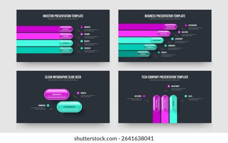Corporate Planning 4 5 2 3 Option Infographic Slideshow Design Collection. Professional Development Four Five Two Three Step Diagram Presentation Template Vector Illustration Set.