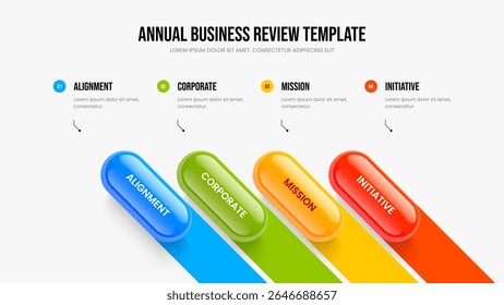 Corporate Portfolio Slideshow Layout Vector Illustration. Financial Growth Four Element Infographic Slide Design. Enterprise Visualization 4 Step Diagram Frame Template.
