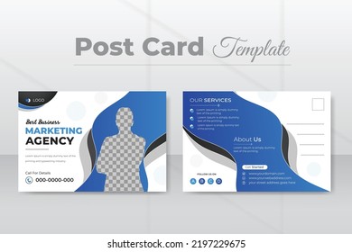 Corporate Postcard Design Or EDDM, Real Estate, Business Postcard Design, Medical Postcard Design Template Layout with black and blue color